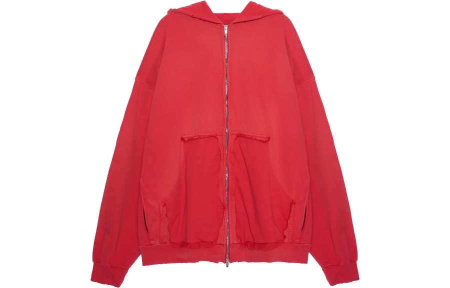 Balenciaga Tape Type Ripped Pocket Zip Up Large Fit Hoodie