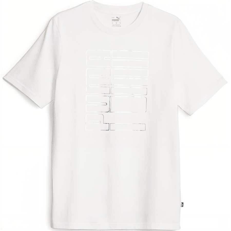 PUMA T Shirts Men's White Crew Neck Moderate Straight Fit