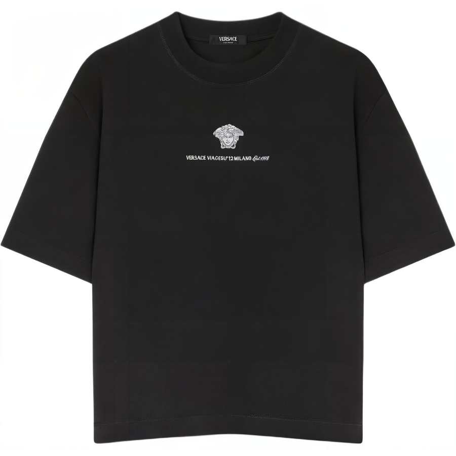 VERSACE Medusa Milano Embroidered Crewneck T Shirt