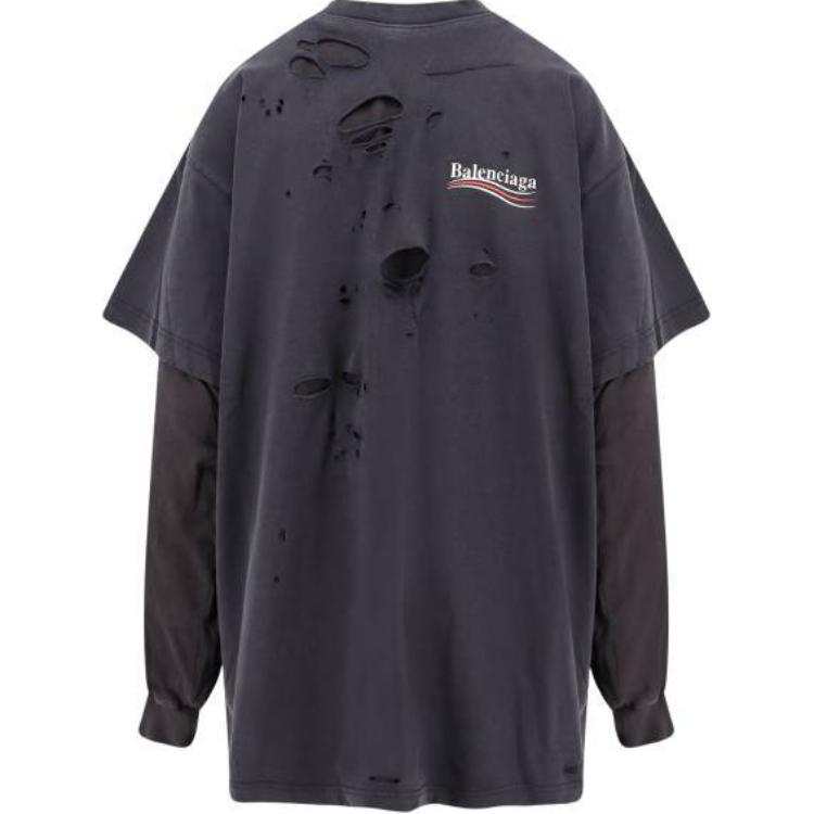 Balenciaga Destroyed Layered Long Sleeved T Shirt