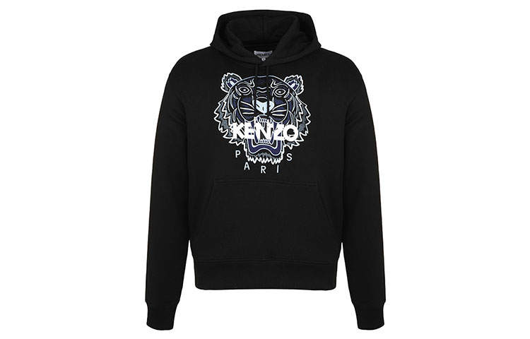 KENZO Classic Tiger Head Sweatshirts Men's Black Hooded Moderate Heavyweight