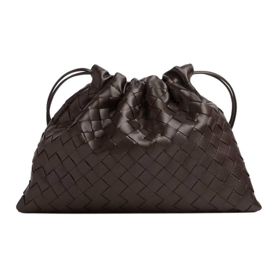 Bottega Veneta Cow Leather Clutch Medium Women's Chocolate Brown