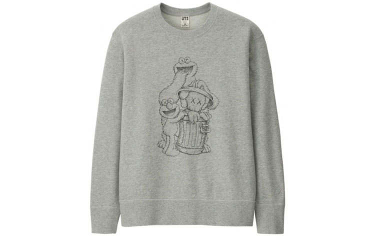 UNIQLO KAWS X UNIQLO X Sesame Street Companion Trash Can Outline Sweatshirt