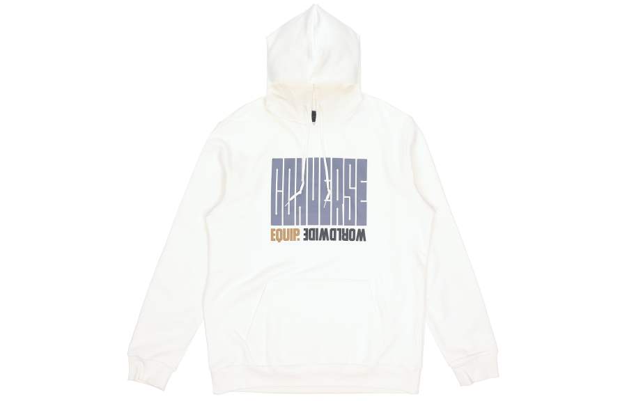 Converse Color Block Letter Print Fleece Lined Thermal Pullover Sweatshirt Men's Milk White