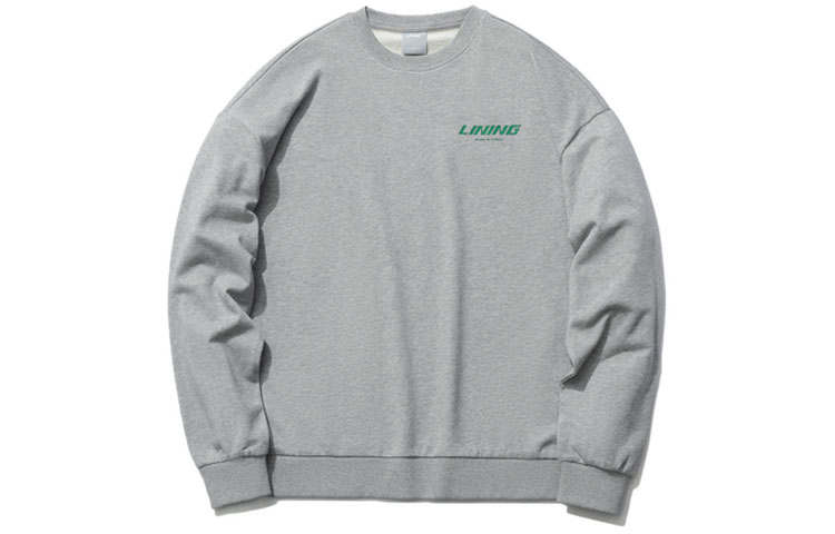 Li-Ning Li Ning Sports Fashion Collection Sweatshirts Unisex Gray Crew Neck Moderate Regular