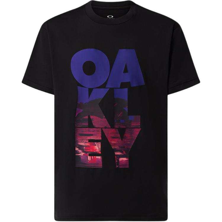 Oakley T Shirts Unisex Black Crew Neck Moderate Straight Fit