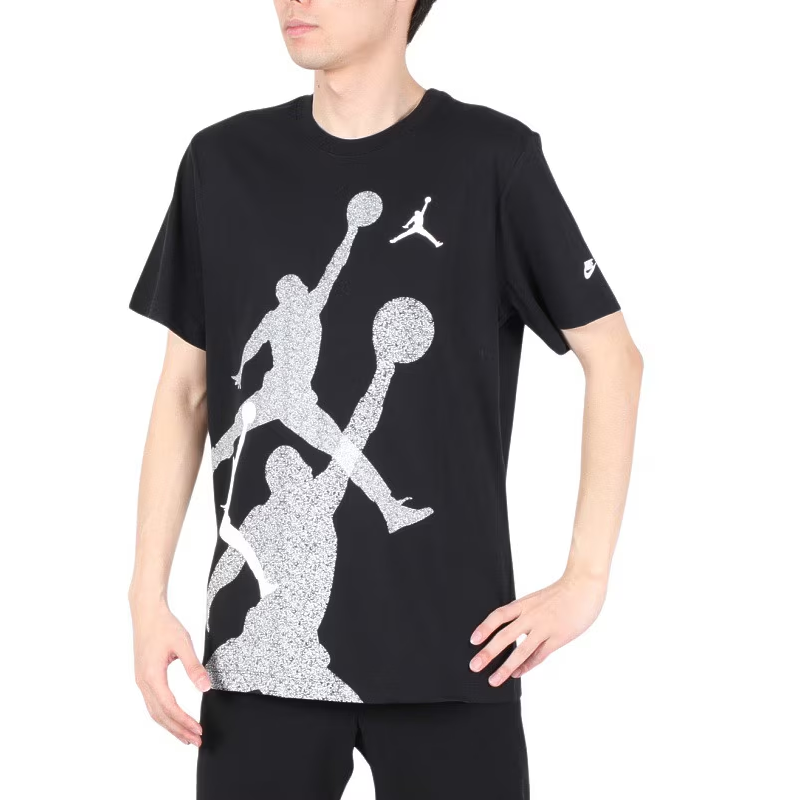 Jordan Jordan T Shirts Men's Black Crew Neck Moderate Straight Fit