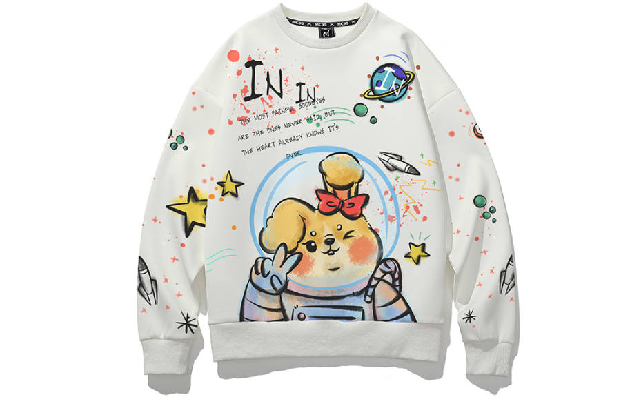 SANSYAS Crew Neck Loose Fit Regular Sweatshirt Unisex Couple's
