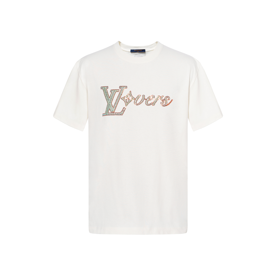 LOUIS VUITTON Logo Embroidered Crew Neck Short Sleeved T Shirt FW24 T Shirt Men's White
