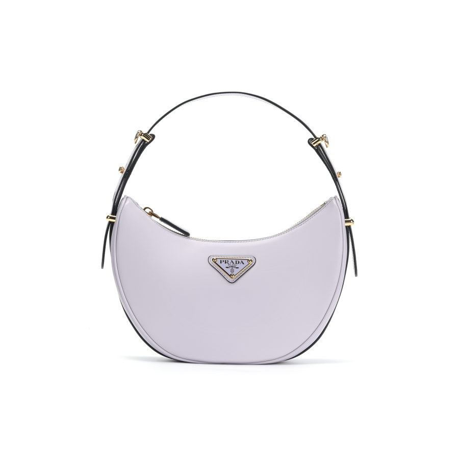 PRADA Arque Leather Portable Crossbody Bag, Shoulder Bag Women's Light Purple