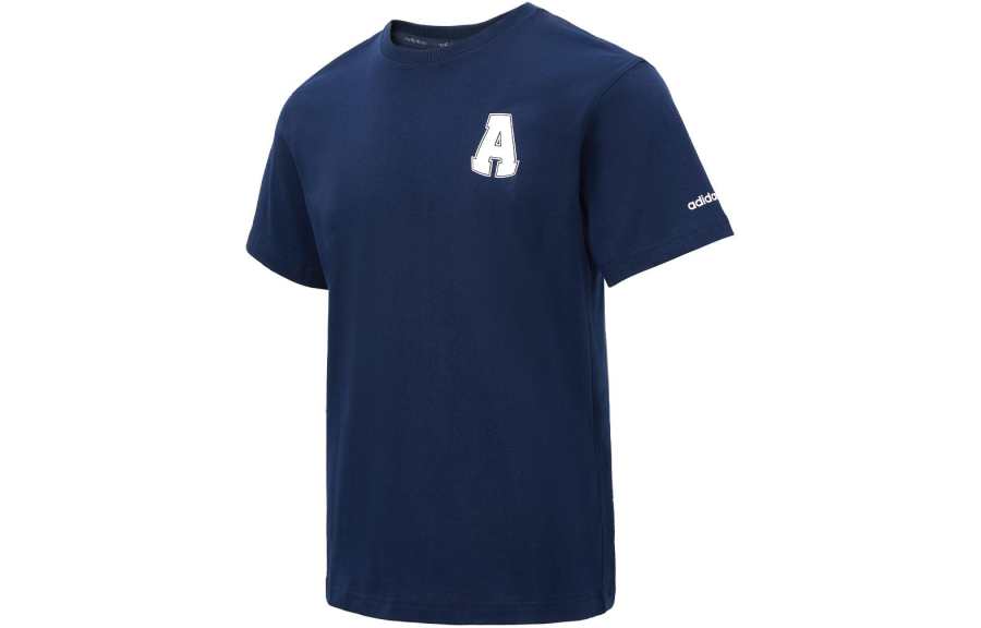 Adidas Adidas Letter Printed T-Shirt Asia Sizing 'Navy White'