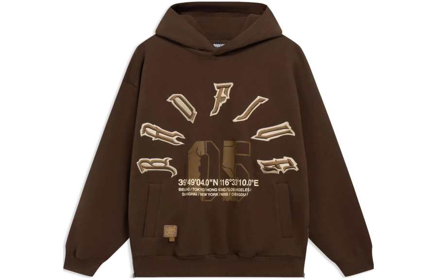 Li-Ning Li Ning Sports Basketball Collection Print Letter Pullover Fleece Lined Thermal Long Sleeved Sweatshirt Unisex