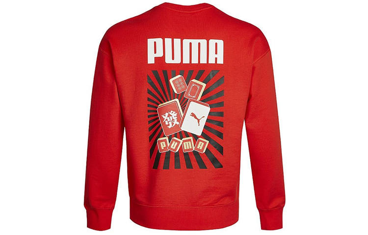 PUMA YOTOX Sweatshirts Men's Red Crew Neck Moderate Regular