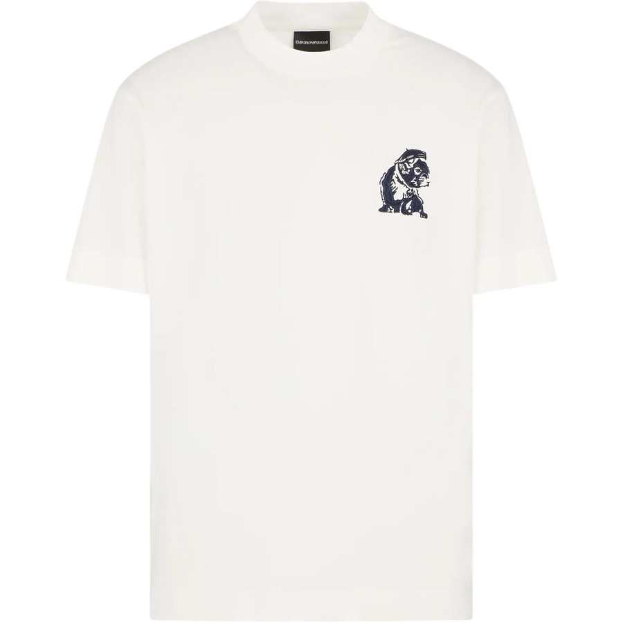 EMPORIO ARMANI French Bulldog embroidered T shirt