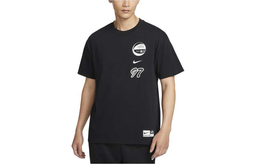 Nike Nike T Shirts Men's Black Crew Neck Moderate Straight Fit