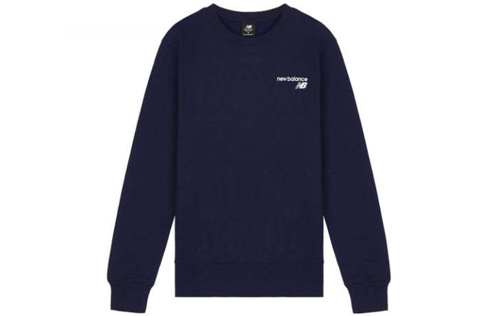 New Balance New Balance Athleisure Crew Neck Fleece Lined Pullover Knitted Fabric Sweatshirt Winter Men's Dark Blue