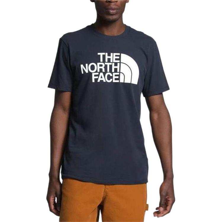 THE NORTH FACE T Shirts Men's Navy Blue Crew Neck Moderate Straight Fit