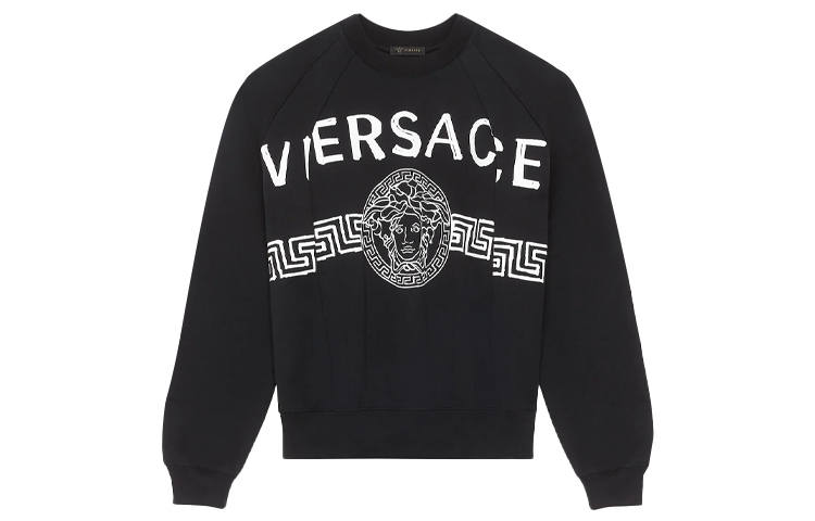 VERSACE VERSACE Sweatshirts Men's Black Crew Neck Moderate Regular