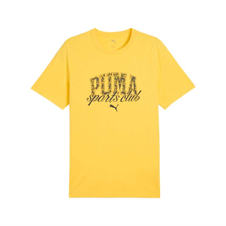 PUMA T Shirts Men's Yellow Crew Neck Moderate Straight Fit