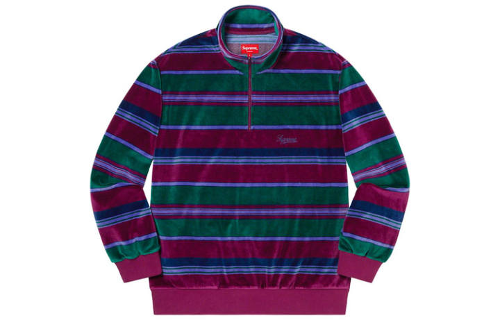 Supreme Supreme Stripe Velour Half Zip Pullover