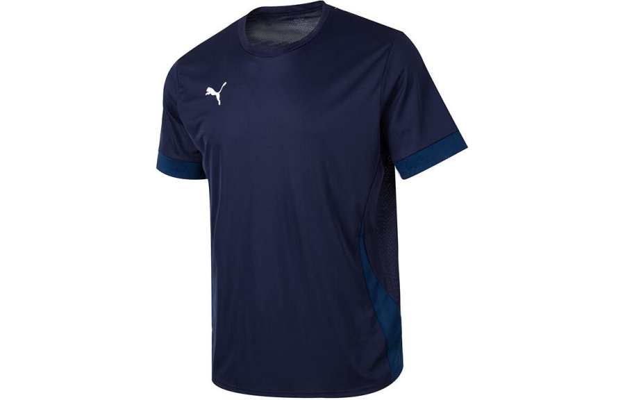 PUMA T Shirts Men's Navy Blue Crew Neck Moderate Straight Fit