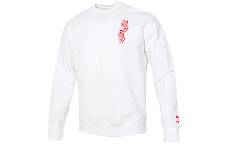 PUMA PUMA Sweatshirts Men's White Crew Neck Moderate Regular