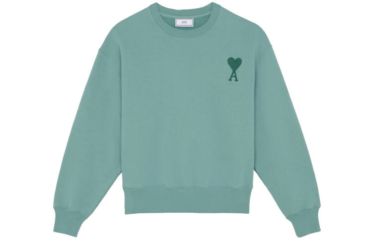 AMIPARIS Sweatshirts Men's Aqua Green Crew Neck Moderate Heavyweight