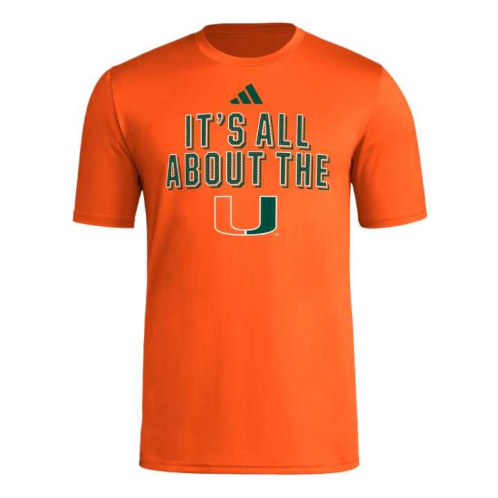 Adidas Adidas Free Shipping With AdiClub Miami Hurricanes Short Sleeve Pre-Game Tee