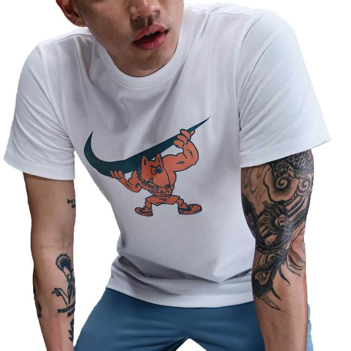 Nike Nike T Shirts Men's White Crew Neck Moderate Straight Fit