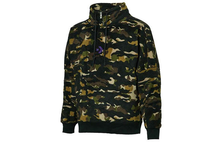 Converse Converse Sweatshirts Men's Black Camouflage Stand Collar Moderate Regular