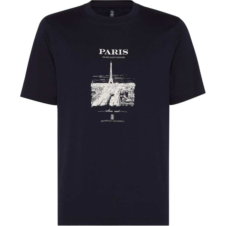 Brunello Cucinelli cotton paris graphic print t-shirt