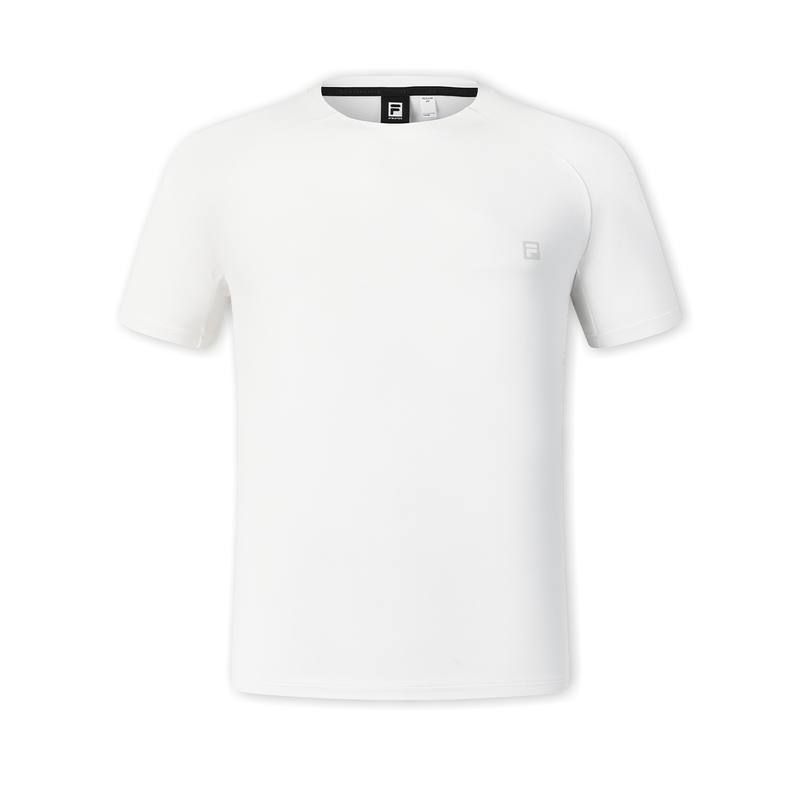 FILA T Shirts Men's Mist White Crew Neck Moderate Straight Fit