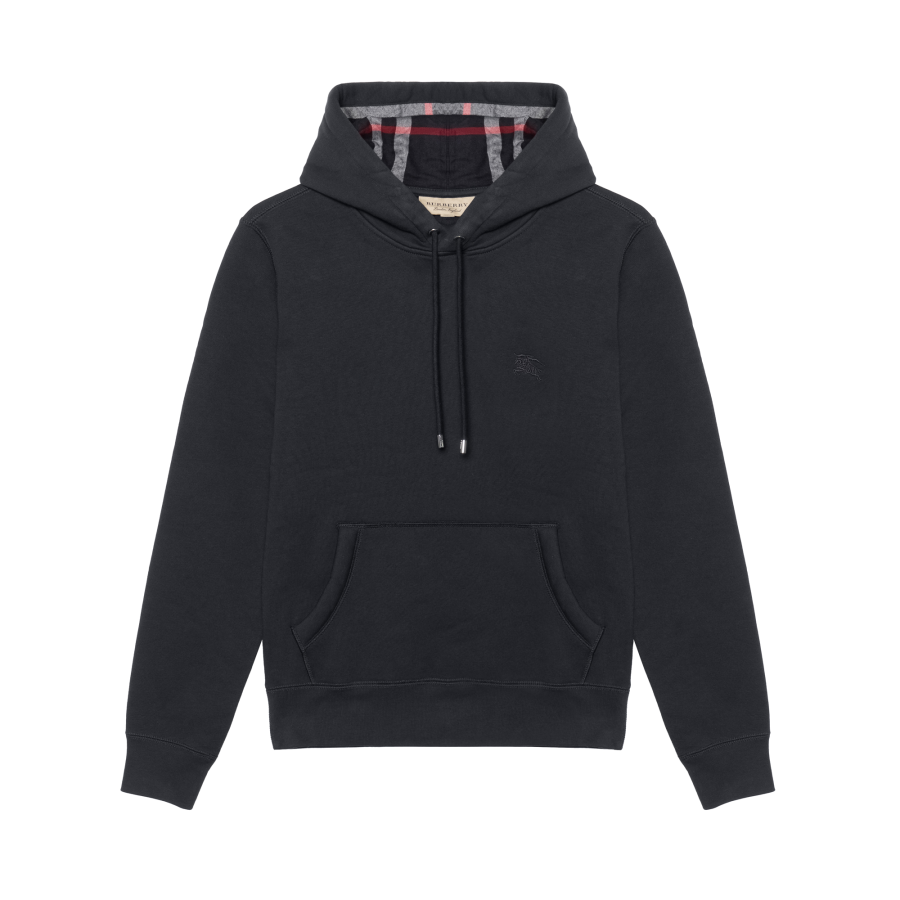 Burberry FW20 Solid Color Fleece Lined Casual Hooded Pullover Long Sleeved Sweatshirt Men's Dark Blue