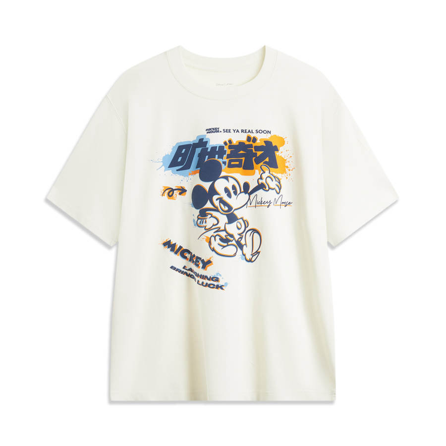Li-Ning Li Ning Sports Trendy Collection Disney Collaboration Collection T Shirt Men's Ecru