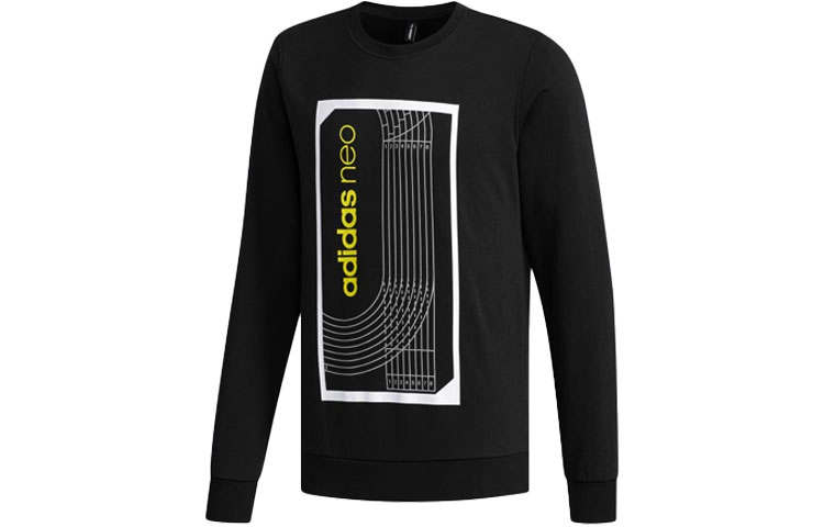 Adidas Neo Sweatshirts Men's Black Crew Neck Moderate Regular