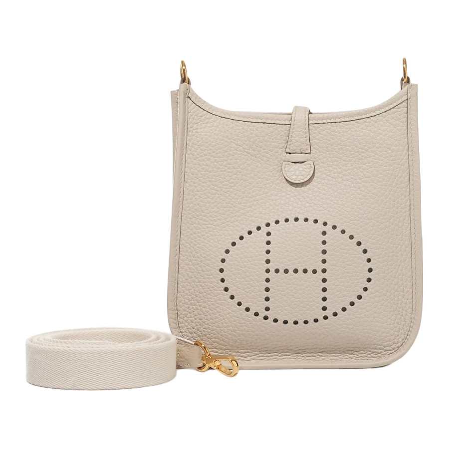 HERMES Evelyne Clemence Cow Leather Crossbody Bag, Shoulder Bag 16 Women's 10 Craie Milkshake White