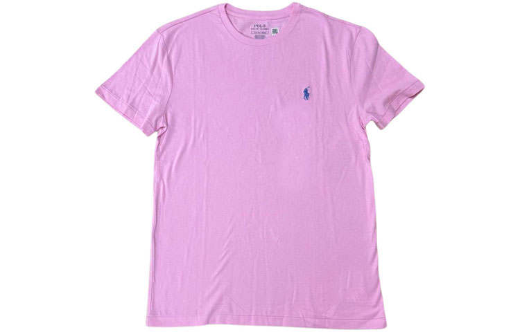Polo Ralph Lauren Solid Color Pony Embroidery Crew Neck Casual Short Sleeved Shirt FW23 T Shirt Men's Pink