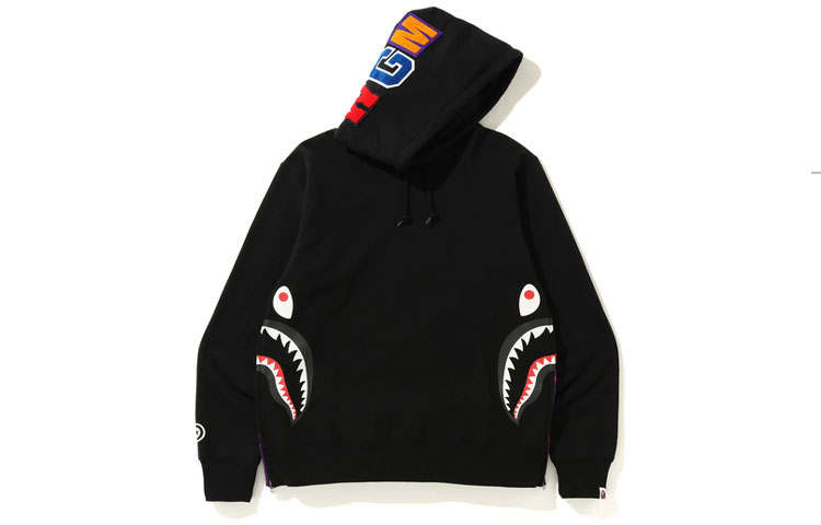 A BATHING APE Bape Side Zip Shark Wide Pullover Hoodie