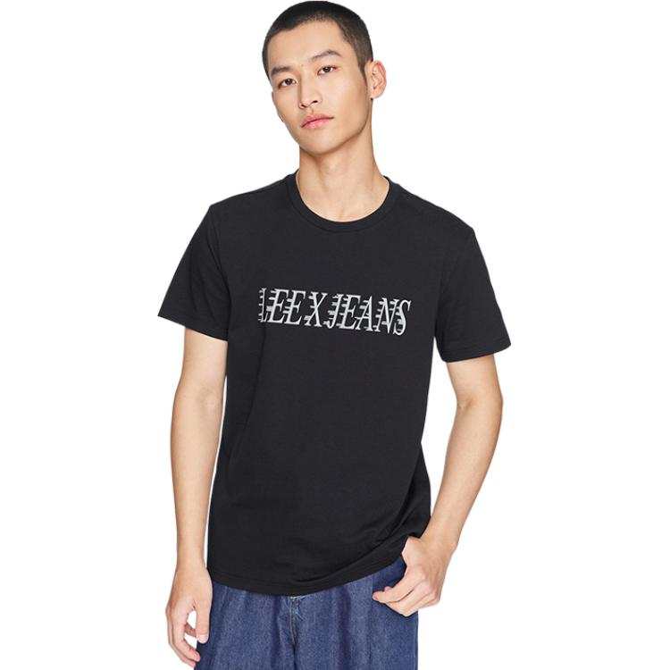 Lee T Shirts Men's Black Crew Neck Thin Straight Fit