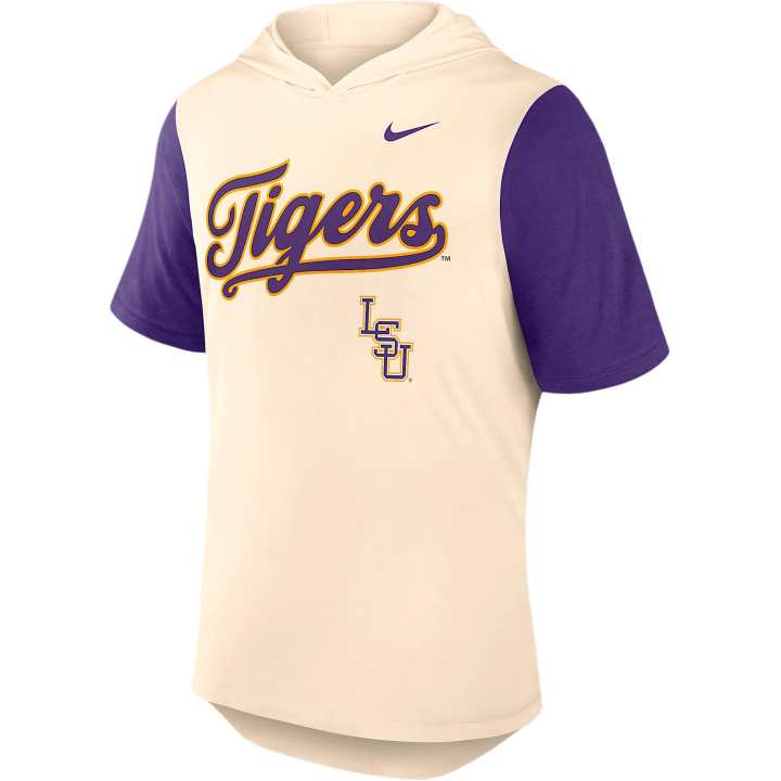 Nike Nike Lsu Tigers Baseball Script Men's Nike Dri FIT College Hooded T Shirt