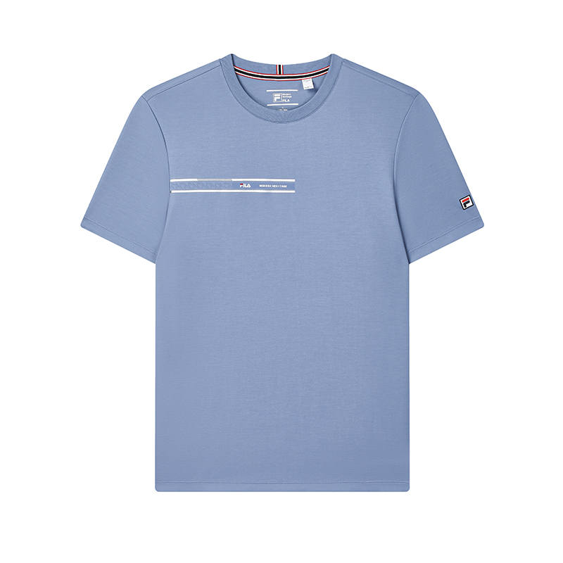 FILA T Shirts Men's Tunnel Matte Blue Crew Neck Moderate Straight Fit