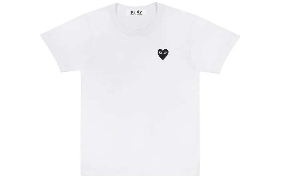 CDG Play T Shirts Unisex White Crew Neck Moderate