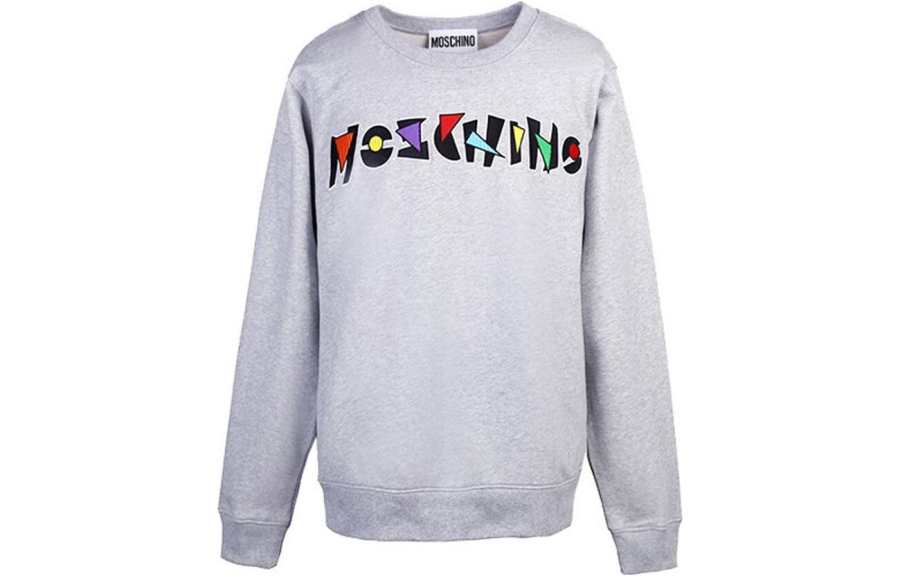 MOSCHINO Sweatshirts Men's Gray Crew Neck Moderate Regular