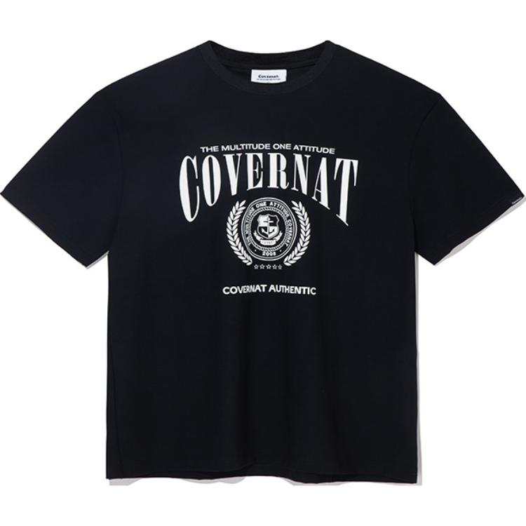 COVERNAT T Shirts Unisex Black Crew Neck Moderate