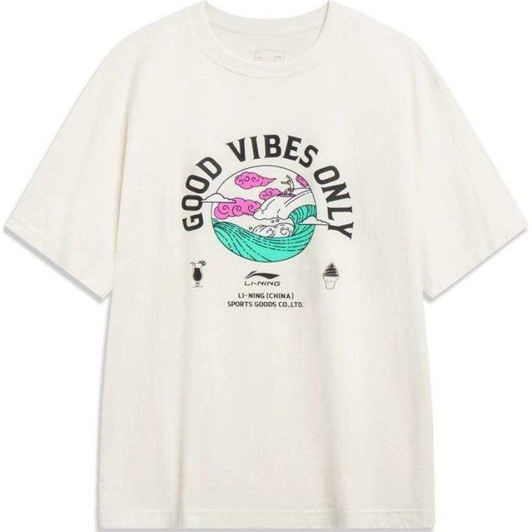 Li-Ning Li Ning Sports Fashion Collection T Shirt Unisex Ecru