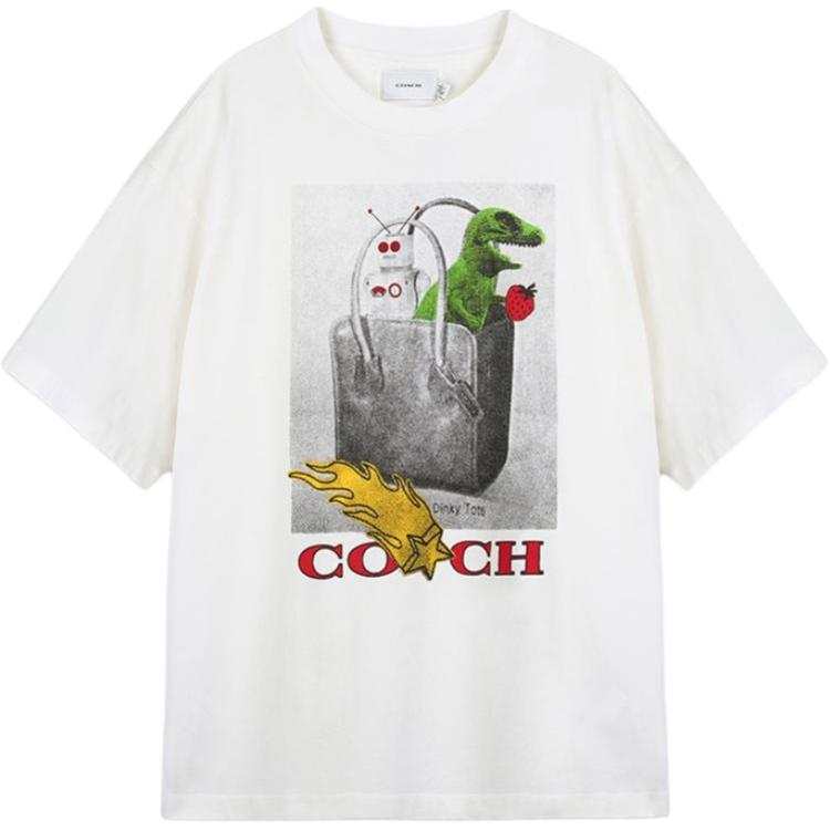 COACH COACH T Shirts Men's White Crew Neck Moderate
