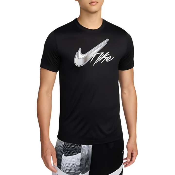 Nike Nike T Shirts Men's Black Crew Neck Moderate Straight Fit