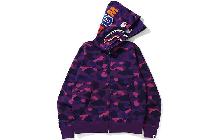 A BATHING APE Bape Color Camo Shark Wide Full Zip Double Hoodie