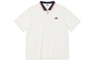 Umbro T Shirts Unisex Ivory White Polo Collar Moderate Straight Fit