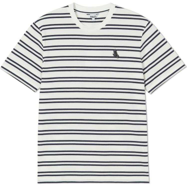 AIGLE T Shirt Men's Ultra Bright White Stripes